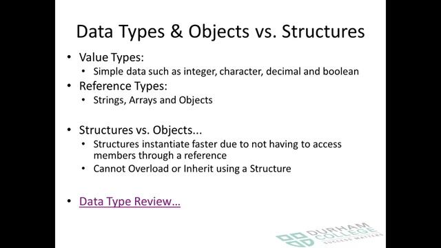 Data Type Review & Objects vs. Structures смотреть онлайн