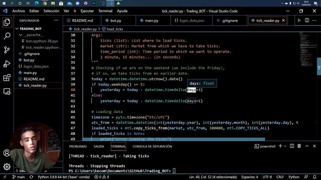 BOT DE TRADING PYTHON #5 - Obteniendo ticks (precios) смотреть онлайн