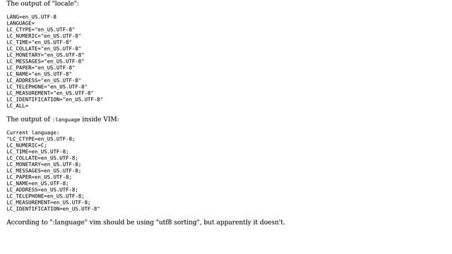 What locale does VIM use for sorting and regular expressions? (2 Solutions!!) смотреть онлайн