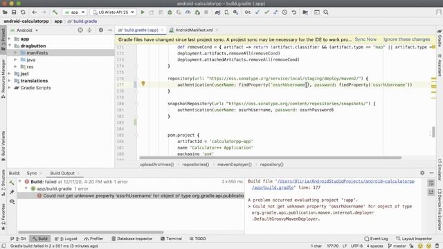 Android Studios Error: could not get unknown property 'ossrhUsername' for object of type смотреть онлайн