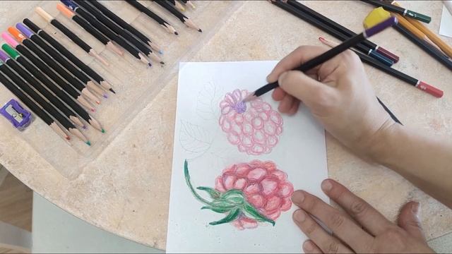 Вкусные скетчи цветными карандашами, Как нарисовать МАЛИНУ / Delicious sketches with colored pencil смотреть онлайн
