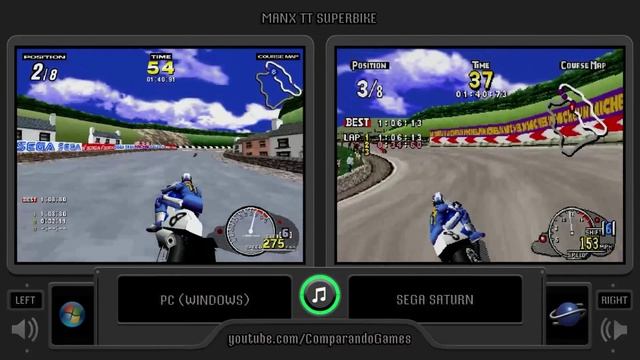 Sega Manx TT Superbike (PC vs Sega Saturn) Side by Side Comparison смотреть онлайн