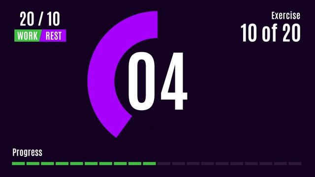 10 min - 20/10 HIIT / TABATA WORKOUT TIMER Without Music смотреть онлайн