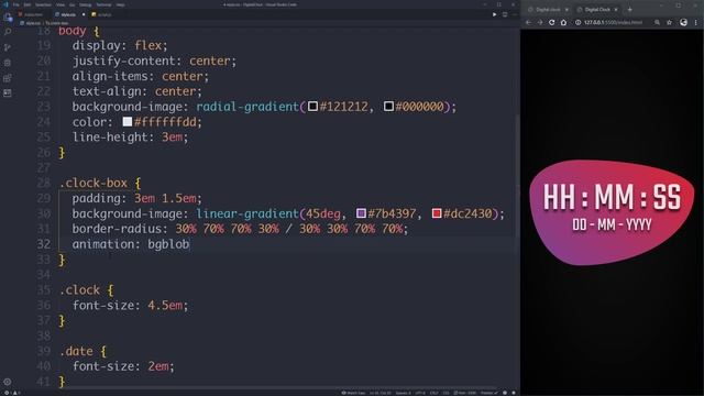 #3 Create an Animated Digital Clock with HTML, CSS and JavaScript смотреть онлайн