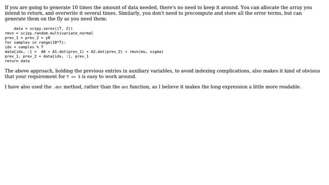 Code Review: Numerical Python code to generate artificial data from a time series process смотреть онлайн