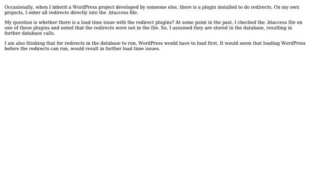 Wordpress: Load time cost of using a redirect plugin v direct .htaccess entry смотреть онлайн