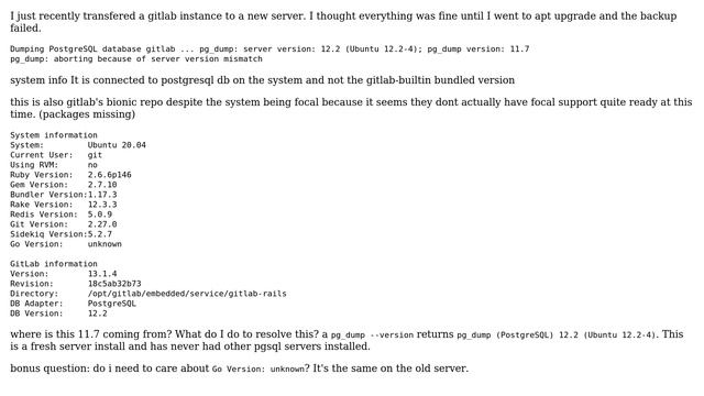 DevOps & SysAdmins: gitlab pg_dump version mismatch смотреть онлайн