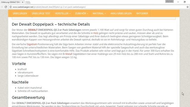 Säbelsäge Dewalt Dwe305pkxl Qs 2 Er Pack | Infos, Tipps Und Testsieger | SaebelSaegen.net