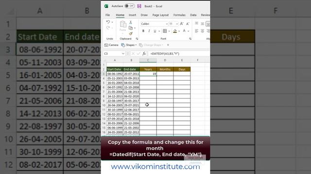 Calculate date difference in excel ?? #dateexpire #daredifferent #darecompleted #datesvalidation смотреть онлайн