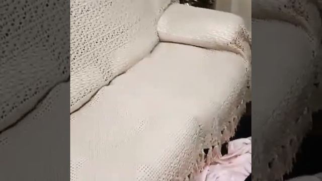 Вязаный крючком плед на диван. смотреть онлайн