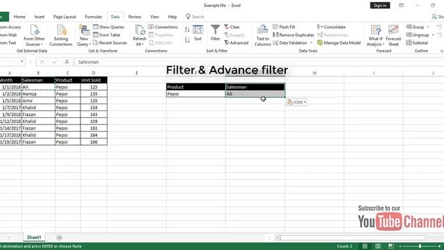 Filter & Advanced Filter In Microsoft Excel 2016 In Urdu/Hindi (Lecture 14)