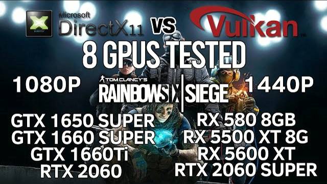 Rainbow Six Siege DX 11 vs. Vulkan API 1080p,1440p Benchmarks! 8 GPUs Tested! смотреть онлайн