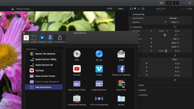 Стоп-кадр в Final Cut Pro X