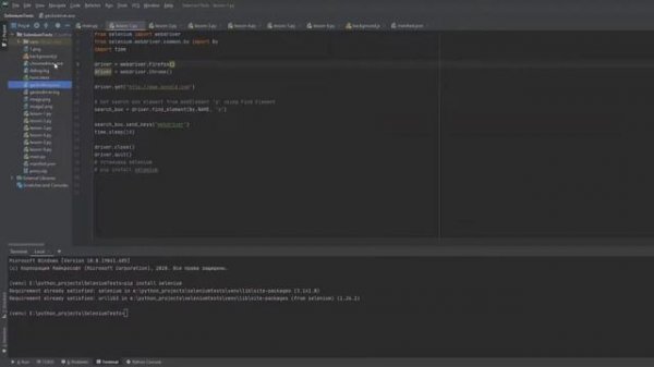 Selenium python. Урок 1.  Подключение Chrome и Firefox. Написание первого теста