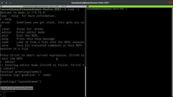 Run JavaScript code inside terminal/CMD #js