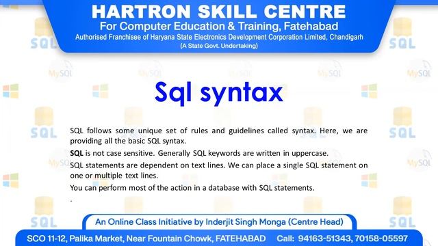 SQL | Tutorial 1 | Introduction | HARTRON SKILL CENTRE FATEHABAD смотреть онлайн