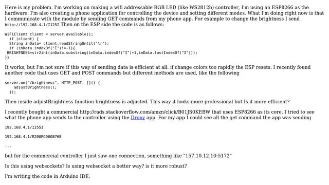 Arduino: Communication with ESP, HTTP requests or WebSocket? смотреть онлайн