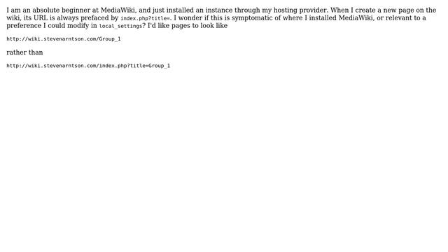 Webmasters: URLs of created MediaWiki pages always include "index.php?title=" смотреть онлайн
