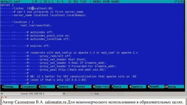 Веб-сервер Nginx. Первоначальная установка. "ALT Linux 7.0 Server - лабораторные работы"