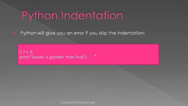 Indentation in Python | PyVideos #01 | Video.py #02 | KidsCoder смотреть онлайн