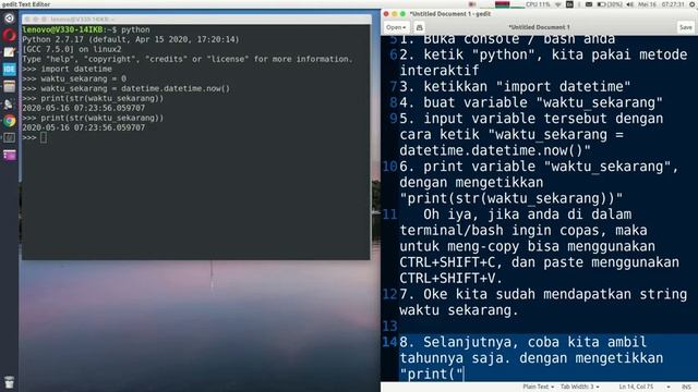 Cara Mendapatkan Jam dan Tanggal Sekarang, Menggunakan Python смотреть онлайн
