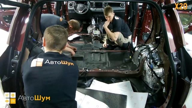 Шумоизоляция пола с арками Toyota Rav4 Xa40 в уровне Экстра. АвтоШум. смотреть онлайн