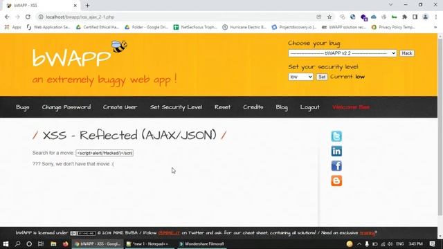 xss - reflected (ajax/json) bwapp || bwapp cross site scripting Reflected || Cyber World Hindi смотреть онлайн