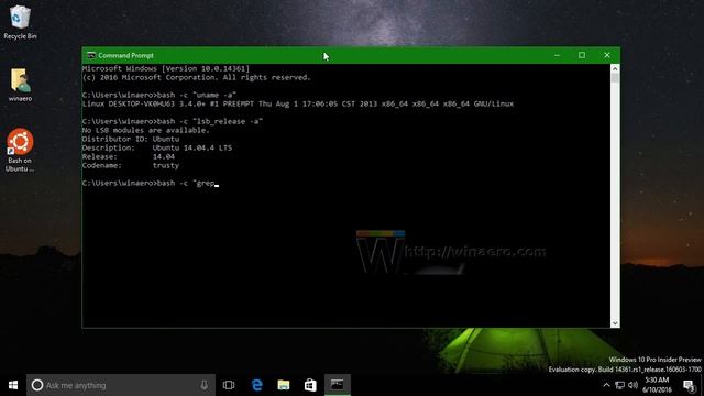 Run a Linux command from cmd.exe prompt in Windows 10 смотреть онлайн