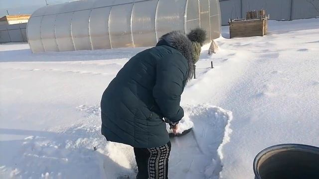Зимняя прогулка на дачу! Чистим снег! смотреть онлайн