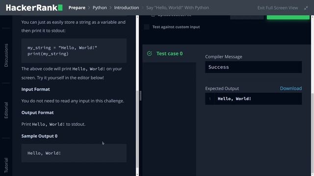 Say "Hello, World!" With Python | Python | Hackerrank | Tamil смотреть онлайн