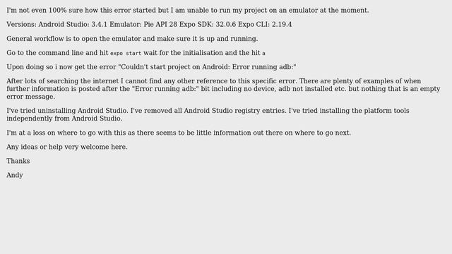 Couldn't start project on Android: Error running adb: смотреть онлайн