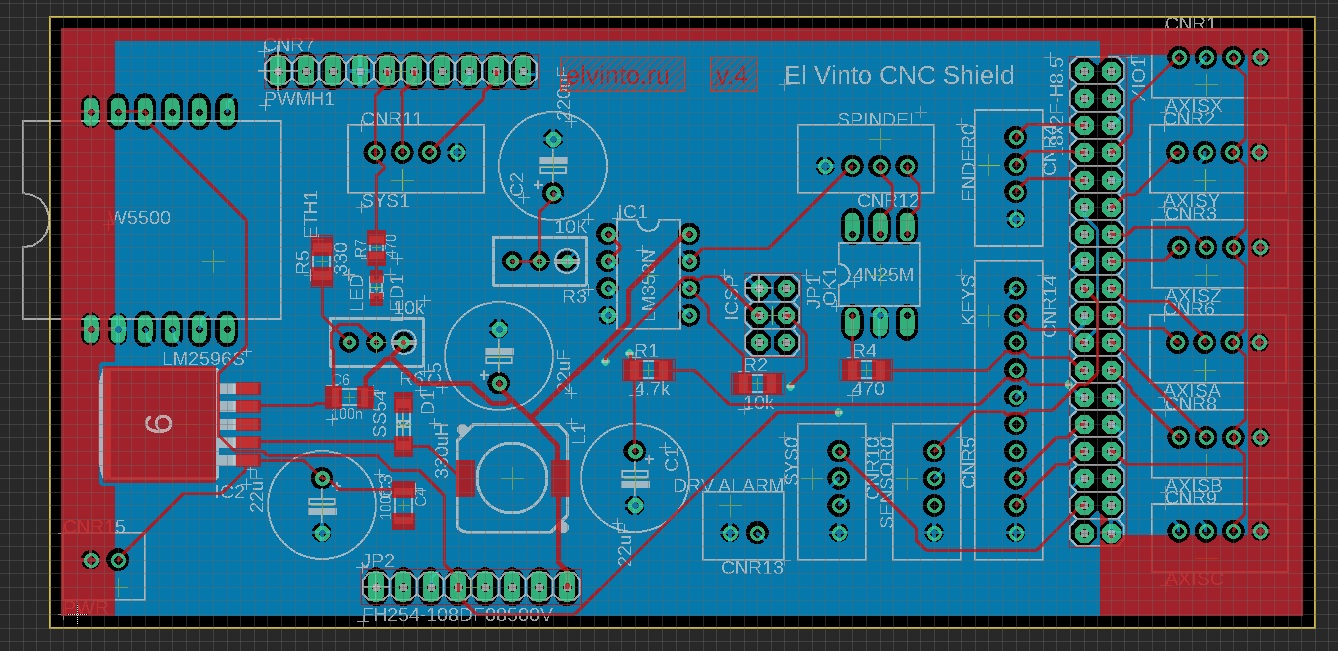 Печатная плата контроллера ЧПУ в Eagle смотреть онлайн