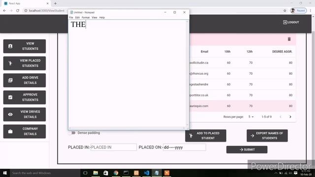 PLACEMENT MANAGEMENT SYSTEM REACT.JS смотреть онлайн