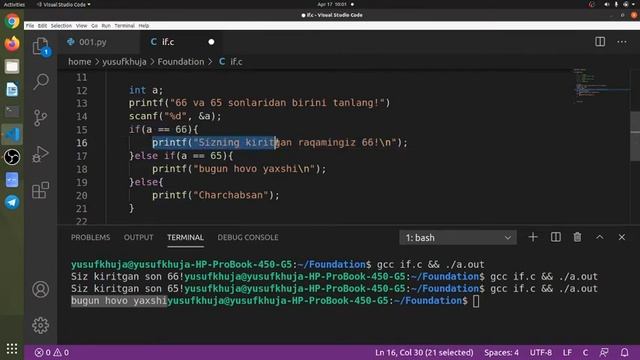 C dasturlash tili boshlang'ich asoslari/3/if statement. смотреть онлайн