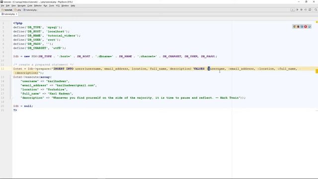 PHP Tutorial - #92 - How to Insert Data Using Prepared Statements (PDO) смотреть онлайн