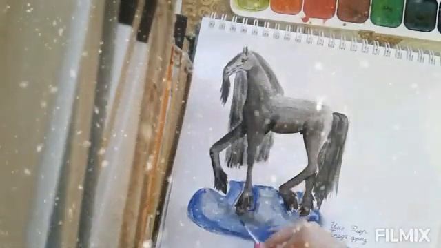 рисуем лошадь акварелью 2 часть смотреть онлайн