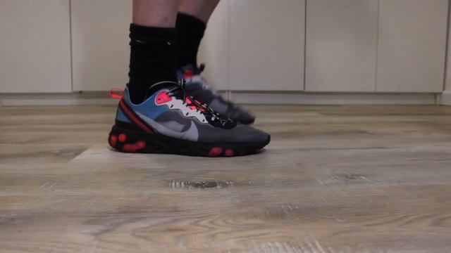 Nike React Element 87 Blue Chill Solar Red on Feet смотреть онлайн