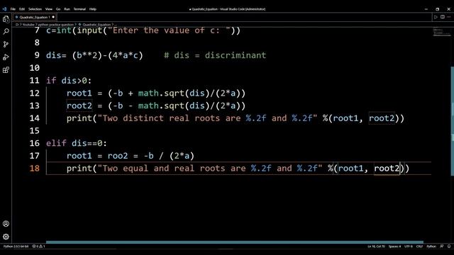 Python Program to Solve Quadratic Equation in Hindi | 2021 смотреть онлайн