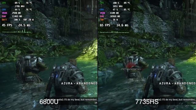 AMD Ryzen 7 6800U Vs 7735HS - Gears 5