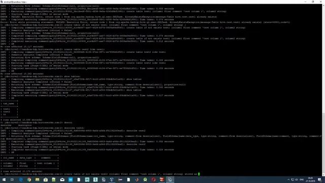 Hive tutorial - create table, create table like, stored as textfile, stored as parquet смотреть онлайн