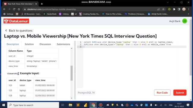 Laptop vs Mobile Viewership New York Times SQL Interview Question|| Easy || DataLemur смотреть онлайн