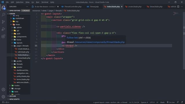 Create a forum with Laravel 8 | Create Thread Controller and Index route | Part 20 смотреть онлайн