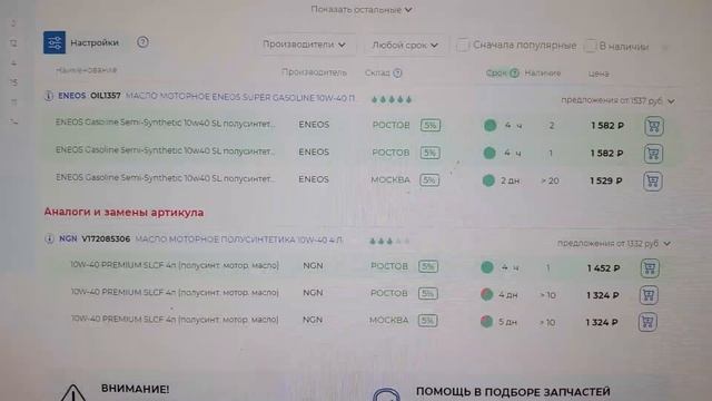 Почему я не продаю Моторное масло Eneos SL 10W-40