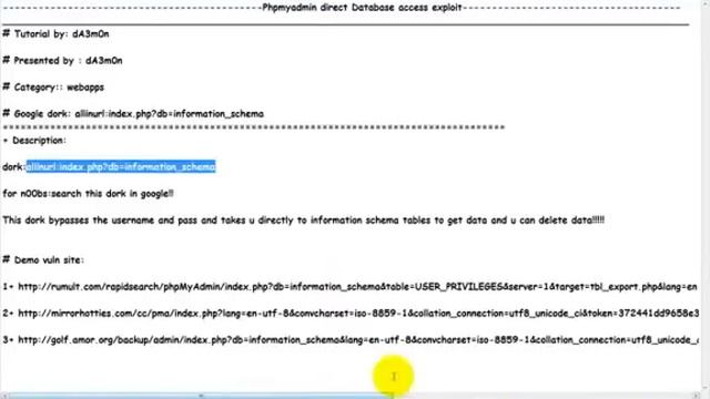 Phpmyadmin Direct Database Access exploit смотреть онлайн