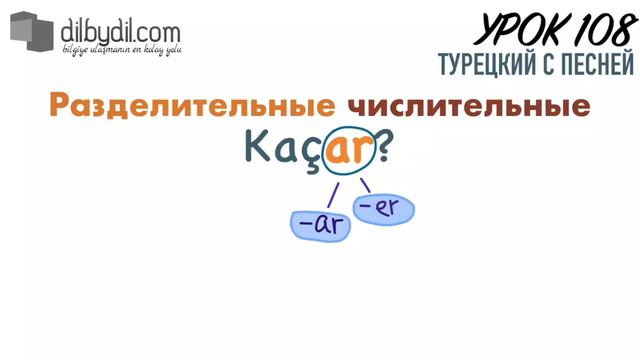 Разделительные числительные (birer, ikişer, üçer) | Курс Турецкий с песней Урок #108 | DilbyDil смотреть онлайн