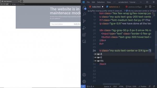 Under Maintenance Page Tailwind Animation Tutorial