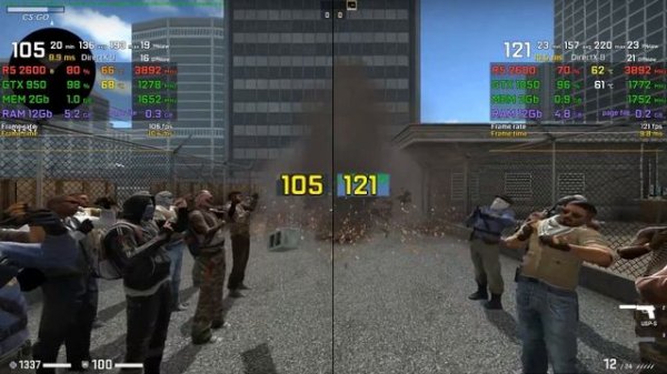 [GTX 950 vs 1050] in 5 games