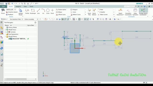 Nx Cad Sketch Geometrical Constraints Tutorial 2 | Tamil | смотреть онлайн