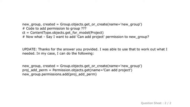 Django : Programmatically create a django group with permissions смотреть онлайн