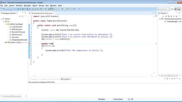 Java Program to convert temperature from Celsius to Fahrenheit and vice-versa PART 1 смотреть онлайн